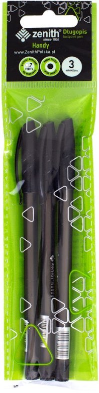 Długopis ze skuwką 0,7 mm ZENITH HANDY czarny - 3 szt. opp bag