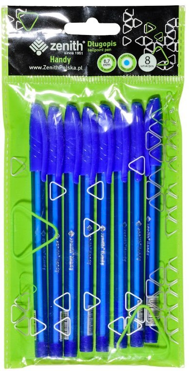 Długopis ze skuwką 0,7 mm ZENITH HANDY niebieski - 8 szt. opp bag Długopis ze skuwką 0,7 mm ZENITH HANDY niebieski - 8 szt. opp bag