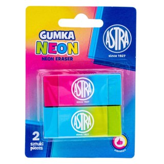 Gumka dwukolorowa neonowa ASTRA - blister 2 szt.