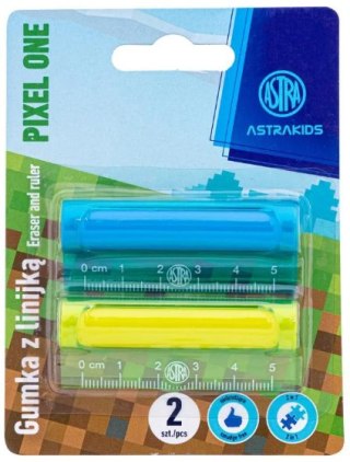 Gumka i linijka 2 w 1 ASTRAKIDS Pixel One - blister 2 szt.