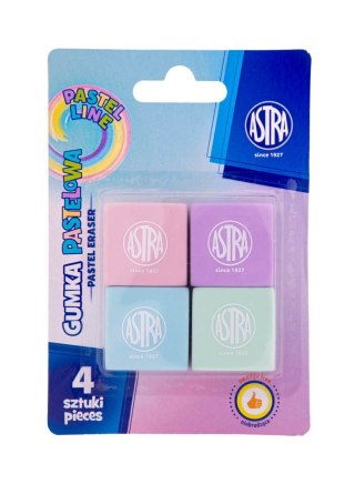 Gumka kwadratowa pastelowa ASTRA PASTEL LINE - 4 szt. blister