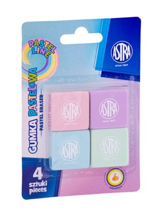 Gumka kwadratowa pastelowa ASTRA PASTEL LINE - 4 szt. blister