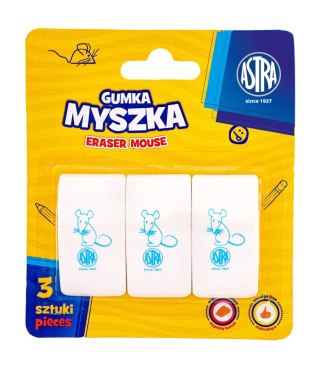 Gumka myszka ASTRA - 3 szt. blister