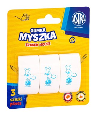 Gumka myszka ASTRA - 3 szt. blister