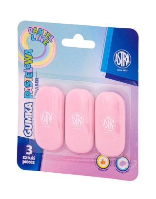 Gumka owalna pastelowa ASTRA PASTEL LINE - 3 szt. blister