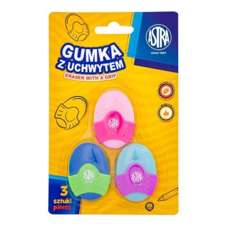 Gumka owalna z uchwytem ASTRA - 3 szt. blister