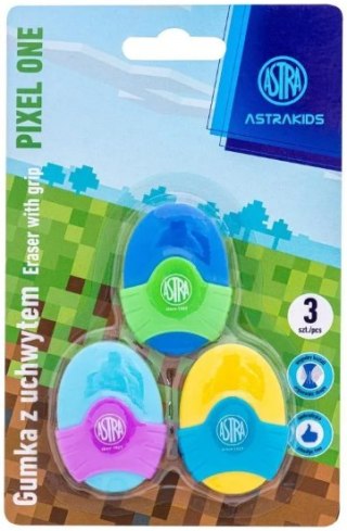 Gumka owalna z uchwytem ASTRAKIDS Pixel One - 3 szt. blister