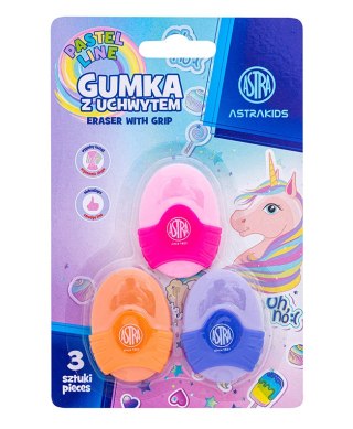 Gumka owalna z uchwytem ASTRAKIDS Unicorn - 3 szt. blister