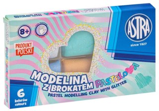 Modelina pastelowa z brokatem Astra 6 kol x 20g