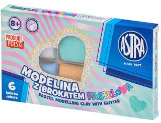 Modelina pastelowa z brokatem Astra 6 kol x 20g