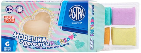 Modelina pastelowa z brokatem Astra 6 kol x 20g Modelina pastelowa z brokatem Astra 6 kol x 20g