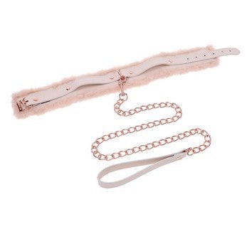 Sportsheets S&M Peaches 'n CreaMe Fur Collar & Leash Cream Sportsheets S&M Peaches 'n CreaMe Fur Collar & Leash Cream