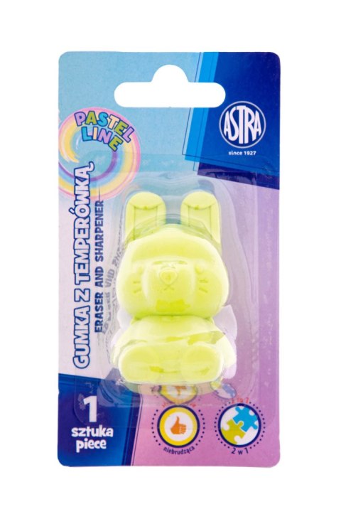 Temperówka i gumka w kształcie króliczka 2w1 - PASTEL LINE - 1 szt. blister Temperówka i gumka w kształcie króliczka 2w1 - PASTEL LINE - 1 szt. blister