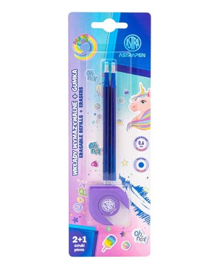 Wkłady wymazywalne 0,6 mm + gumka do długopisów i ołówków UNICORN - blister