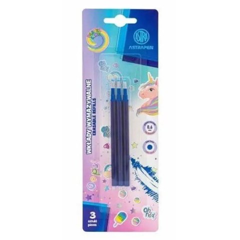 Wkłady wymazywalne niebieskie 0,6 mm ASTRAPEN Oops! UNICORN - 3szt. blister Wkłady wymazywalne niebieskie 0,6 mm ASTRAPEN Oops! UNICORN - 3szt. blister