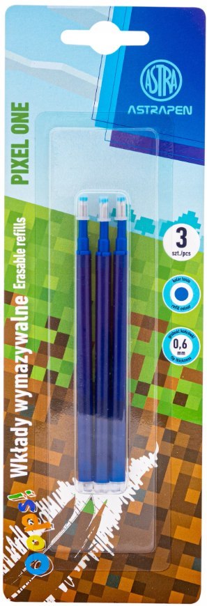 Wkłady wymazywalne niebieskie 0,6mm ASTRAPEN Oops! PIXEL ONE- 3szt. blister Wkłady wymazywalne niebieskie 0,6mm ASTRAPEN Oops! PIXEL ONE- 3szt. blister