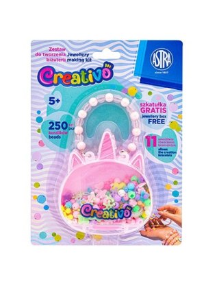 Zestaw koralików Jednorożec ASTRA Creativo 250 szt + 2m gumki
