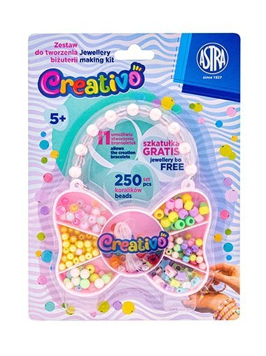 Zestaw koralików Motyl ASTRA Creativo 250 szt + 2m gumki Zestaw koralików Motyl ASTRA Creativo 250 szt + 2m gumki