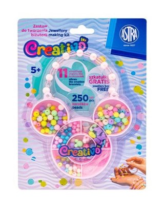 Zestaw koralików Myszka ASTRA Creativo 250 szt + 2m gumki