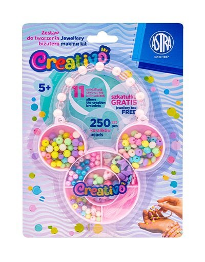 Zestaw koralików Myszka ASTRA Creativo 250 szt + 2m gumki Zestaw koralików Myszka ASTRA Creativo 250 szt + 2m gumki