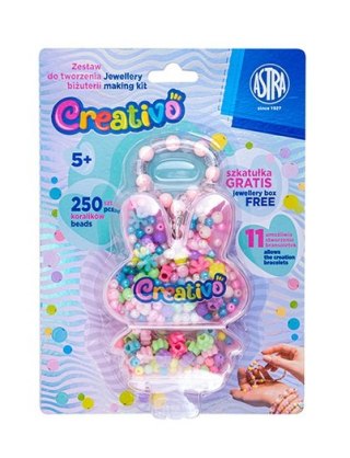 Zestaw koralików Zajączek ASTRA Creativo 250 szt + 2m gumki