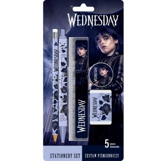 Zestaw piśmienniczy Wednesday 5el linijka gumka temperówka długopis ołówek