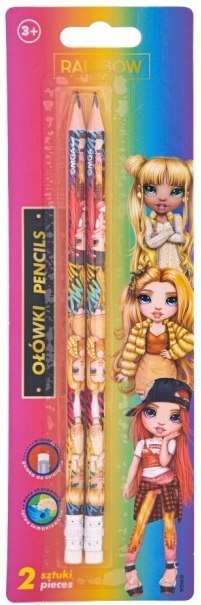 Ołówki grafitowe trójkątne HB z gumką RAINBOW HIGH - 2 szt. blister Ołówki grafitowe trójkątne HB z gumką RAINBOW HIGH - 2 szt. blister
