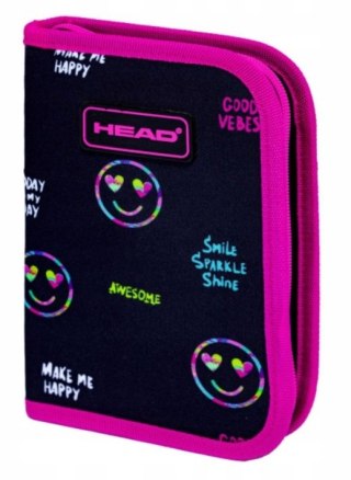 Piórnik pojedynczy dwuklapkowy bez wyposażenia HEAD SMILE SPARKLE AC1