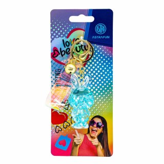 Brelok metalowy z płynnym wypełnieniem LOVE&BEAUTY- 1 szt. tie-card