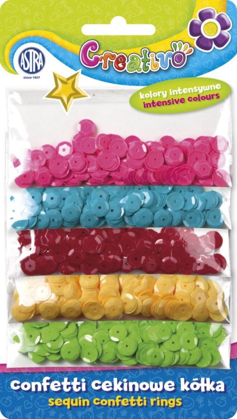 Confetti cekinowe kółka na blistrze Creativo - mix 5 kolorów 1000 sztuk Confetti cekinowe kółka na blistrze Creativo - mix 5 kolorów 1000 sztuk