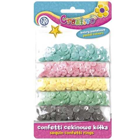 Confetti cekinowe kółka na blistrze Creativo - mix kol pastelowych 1000 szt Confetti cekinowe kółka na blistrze Creativo - mix kol pastelowych 1000 szt