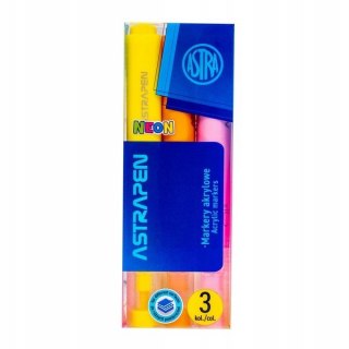 Markery trójkątne akrylowe ASTRAPEN NEON - 3 kolory PET box