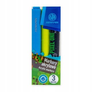 Markery trójkątne akrylowe ASTRAPEN PIXEL ONE -3 kolory PET box