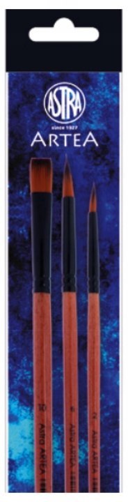 Zestaw pędzli nylon. ARTEA 3 szt. (okr.2, okr.6, pł.10) długi trzonek Zestaw pędzli nylon. ARTEA 3 szt. (okr.2, okr.6, pł.10) długi trzonek