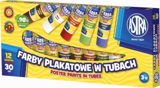 Farby plakatowe Astra 12 kol x 30 ml tuba
