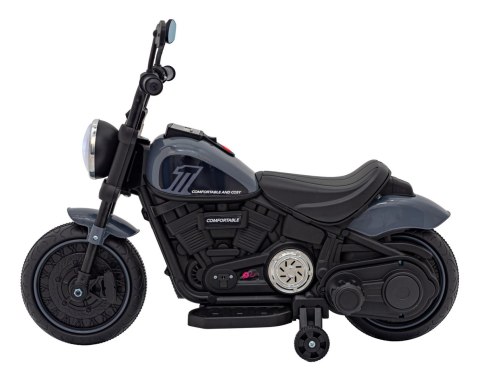 Motorek Chopper FASTER na akumulator dla dzieci Szary + Radio FM + Panel audio + LED