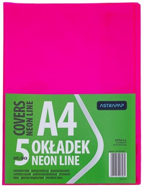 Okładka A4 NEON LINE nieregulowana, 5 szt Okładka A4 NEON LINE nieregulowana, 5 szt