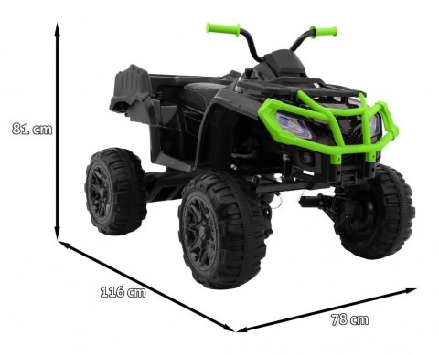 Quad Na Akumulator XL ATV 2,4GHz Czarno-Zielony Pilot Napęd 4x4 Bagażnik