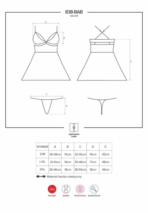838-BAB-1 babydoll czarny S/M