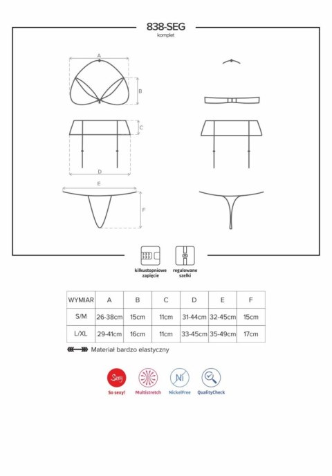 838-SEG-1 komplet 3-częściowy czarny S/M