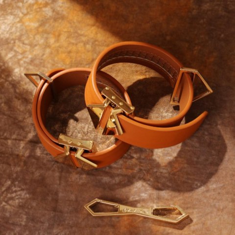 LOCKINK kajdanki Ankle and Wrist Cuffs Set Brown