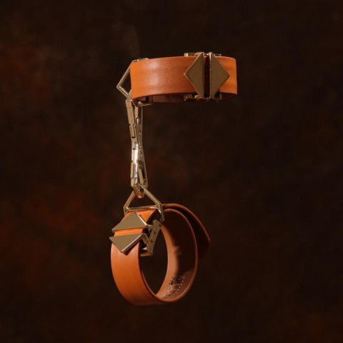 LOCKINK kajdanki Ankle and Wrist Cuffs Set Brown