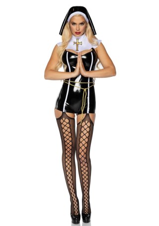 Leg Avenue przebranie zakonnicy Vinyl Sinful Sister Romper XS