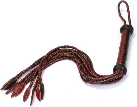 Liebe Seele Wine Red and Black Leather Cat O Nine Tails Whip Liebe Seele Wine Red and Black Leather Cat O Nine Tails Whip
