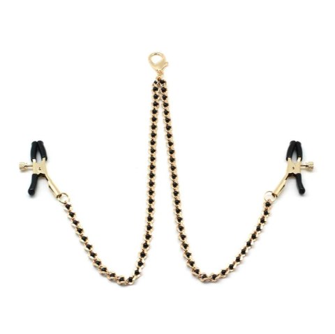 Liebe Seele klamerki na sutki Black Beads Chains And Nipple Clamps Liebe Seele klamerki na sutki Black Beads Chains And Nipple Clamps