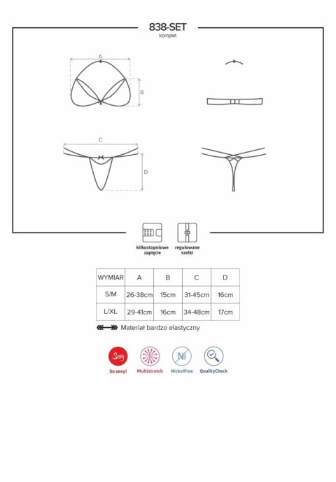 838-SET-3 komplet 2-częściowy czerwony L/XL