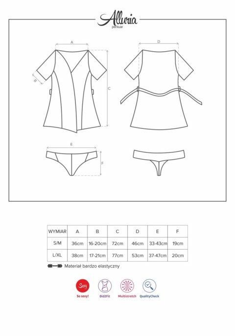 Obsessive peniuar ze stringami Alluria S/M Obsessive peniuar ze stringami Alluria S/M
