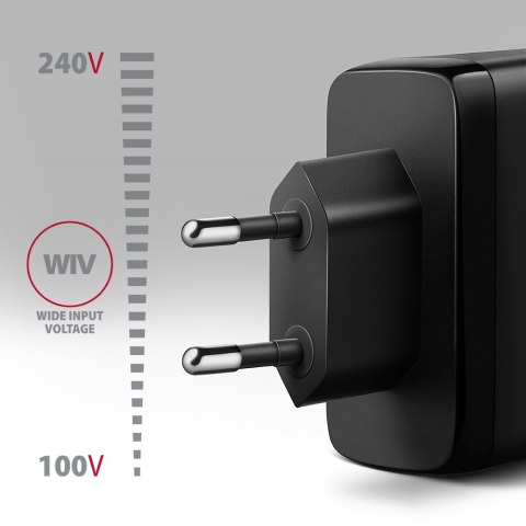AXAGON GaN wallcharger, 3x port (USB-A + 2x USB-C), PD3.0/PPS/QC4+/SFC2.0/AFC/SCP/FCP/Apple, 100W | ACU-DPQ100