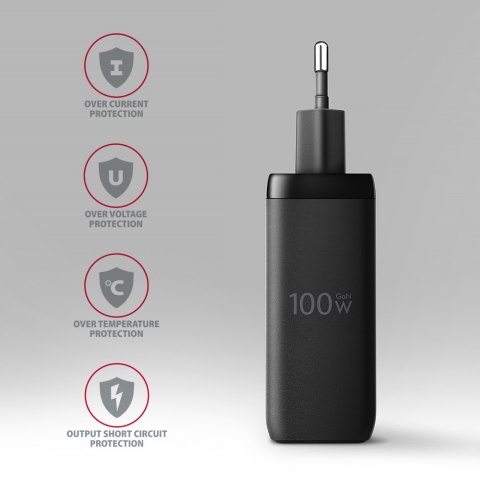 AXAGON GaN wallcharger, 3x port (USB-A + 2x USB-C), PD3.0/PPS/QC4+/SFC2.0/AFC/SCP/FCP/Apple, 100W | ACU-DPQ100
