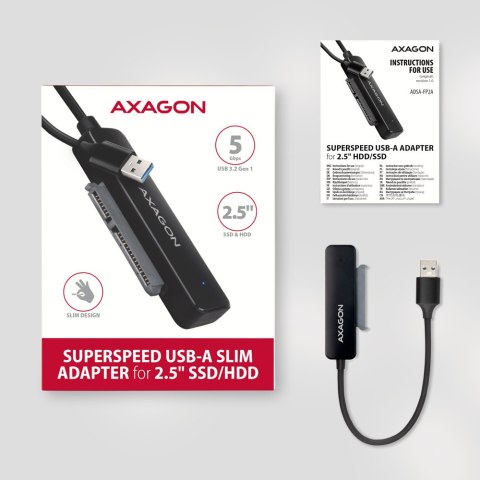 AXAGON USB-A 5Gbps SLIM adapter for 2.5" SSD/HDD | ADSA-FP2A AXAGON USB-A 5Gbps SLIM adapter for 2.5" SSD/HDD | ADSA-FP2A